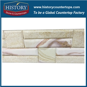 Polished Colorful Sandstone Interlocking Feature Wall Cladding, Decorative Panels and Veneers