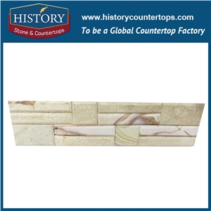 Polished Colorful Sandstone Interlocking Feature Wall Cladding, Decorative Panels and Veneers