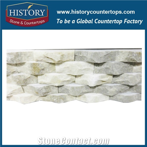 Polished Milky Quartzite Building Ledge Stone for Interlocking Exposed Feature Wall Cladding, Decorative Walling Panels and Veneers