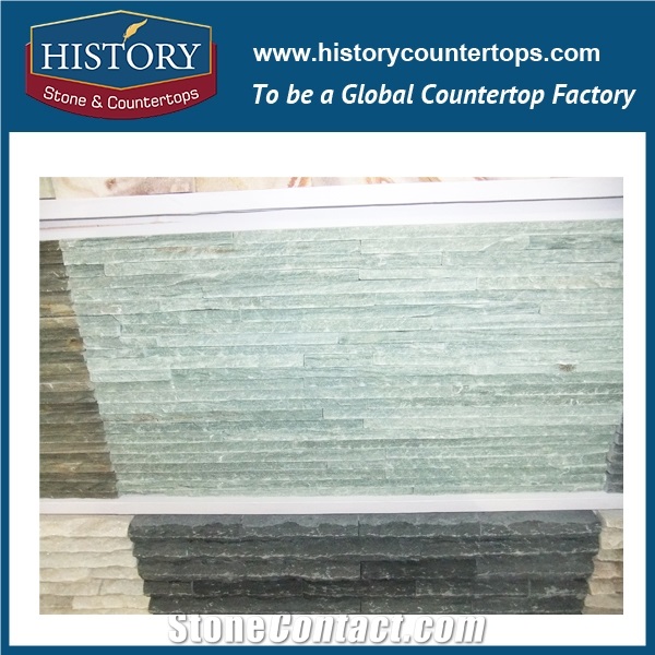 Polished Surface Light Green Slate Culture Stone for Interlocking Indoor & Outdoor Wall Covering, Corner Panels
