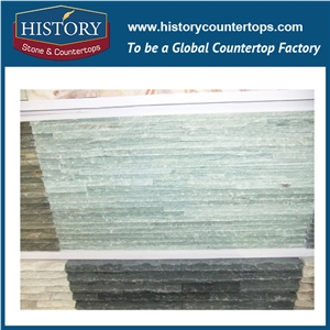 Polished Surface Light Green Slate Culture Stone for Interlocking Indoor & Outdoor Wall Covering, Corner Panels