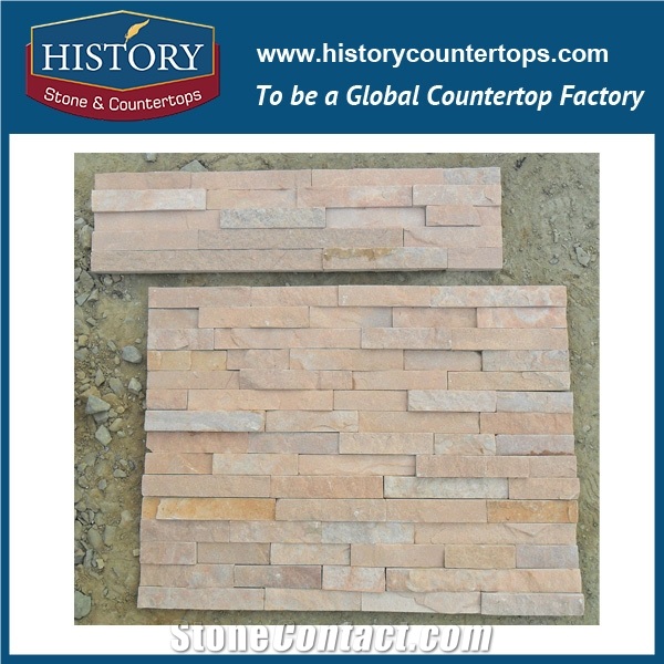 Pure Pink Eco-Friendly Natural Split Stacked Interior and Exterior Wall Clading Slate Culture Stone 60x15cm