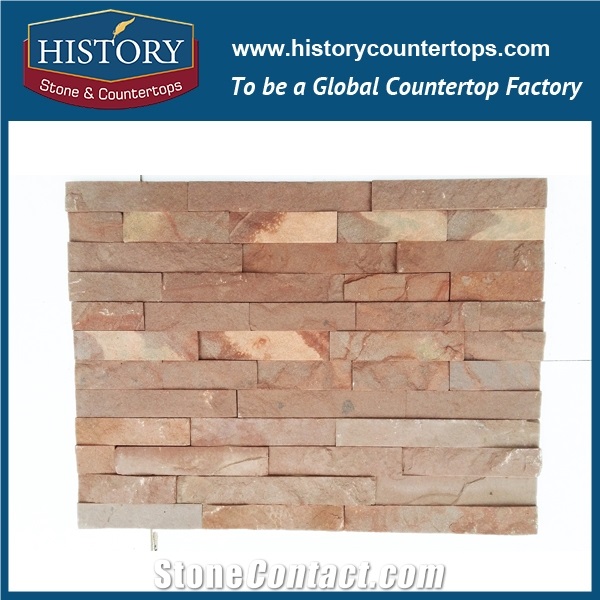 Purple Sandstone Thin Strip Building Culture Stone for Interlocking Wall Cladding, Decorative Panels and Veneers