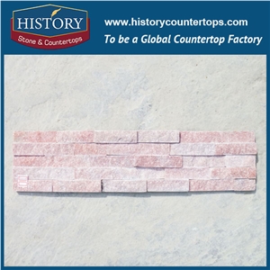 Regular Surface Pink Quartzite Building Constructive Culture Stone For Interior And Exterior Wall Decor