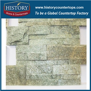 Wall Decoration Covering Manufactured Green Type Z Multi-Patterns Strip Quartzite Culture Stone