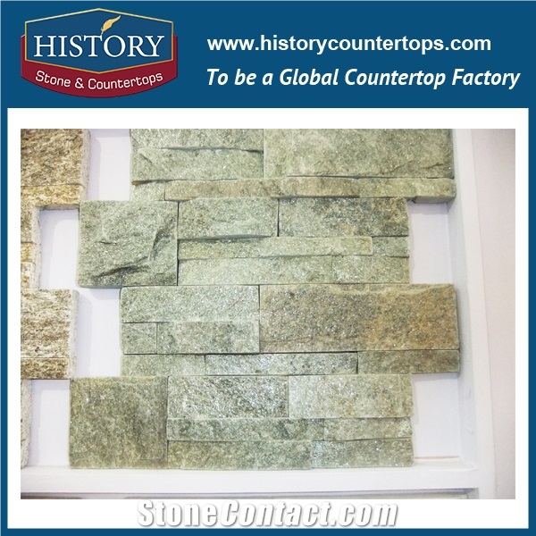 Wall Decoration Covering Manufactured Green Type Z Multi-Patterns Strip Quartzite Culture Stone