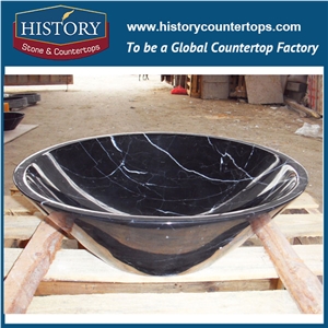 Western Style 2017 New Design Factory Wholesale Cheap Price Hot Selling Nero Margiua Natrual Marble Stone Bathroom & Kitchen Handwash Bowls Round Sink