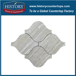 White Wooden Craning Marble Lantern Shaped Arabesque Custom Made Mosaic Tiles for Kitchen, Wall Cladding, Decorative Floor Marble Stone Mosaic