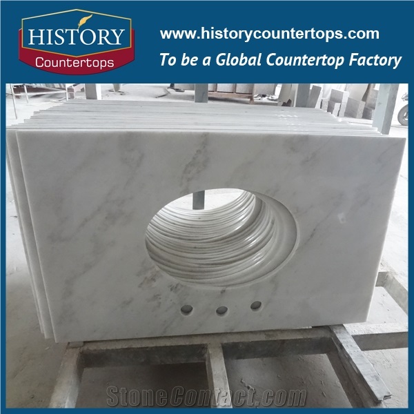 Wholesale Best Quality and Low Price Landscape White Marble Durable Natural Stone for Bathroom Countertops Custom Vanity Tops Solid Surface Bath Tops