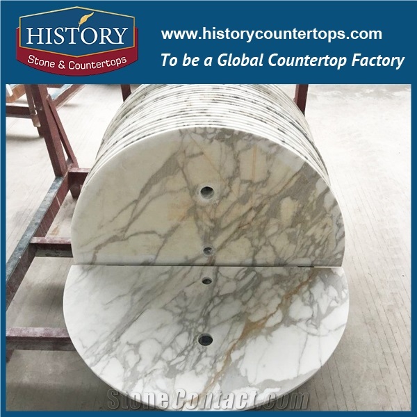 Wholesale China Building Stone Hmj154 Calacatta White Flat Eased Marble Standard Laminated Marble French Style Vanity for Countertop, Bathroom Vanity Tops, Vanity Suite & Shower Panel