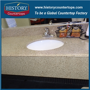 Yellow Color Granite G682 Coast Sand Polishing Bathroom Countertops, Vanity Top, Custom Tops for Hospitality Project