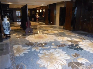 Natural Stone Interior Stone Mosaic, Waterjet, Inlay Design Pattern Floor Tiles, Cnc Flower Water Jet Decorative Building Application Project,Square Stone Mosaic