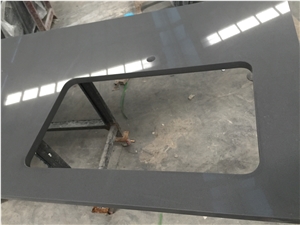 P009 Black Polished Quartz Countertop / Kitchen Desk Tops,Kitchen Island Tops, Kitchen Bar Top,Kitchen Worktops
