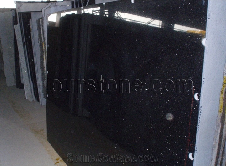 Black Galaxy Granite Slabs & Tiles, India Black Granite Polished Flooring Tiles, Walling Tiles