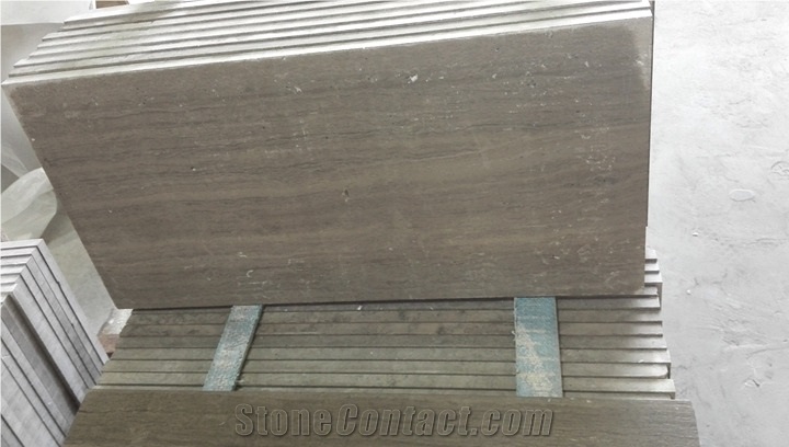 Grey Wood Grain Marble Tiles, China Grey Marble Brushed Finished Tiles