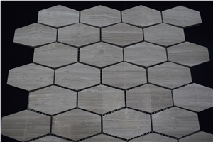 High Quality Grey Wooden Grain Marble Hexagon Grey Stone Mosaic