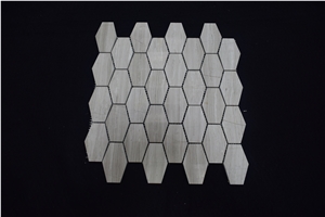 High Quality Grey Wooden Grain Marble Hexagon Grey Stone Mosaic