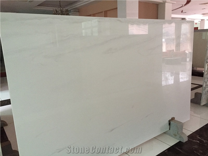 Artificial Nano Crystallized Glass Stone Cloud White Marble Look Solid Surface Polished Slab for Tile Panel