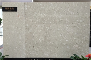 Compressed Stone Oman Beige Artificial Marble Solid Surface Polished Slab for Tile Wall Cladding Panel Countertop Kitchen Bathroom