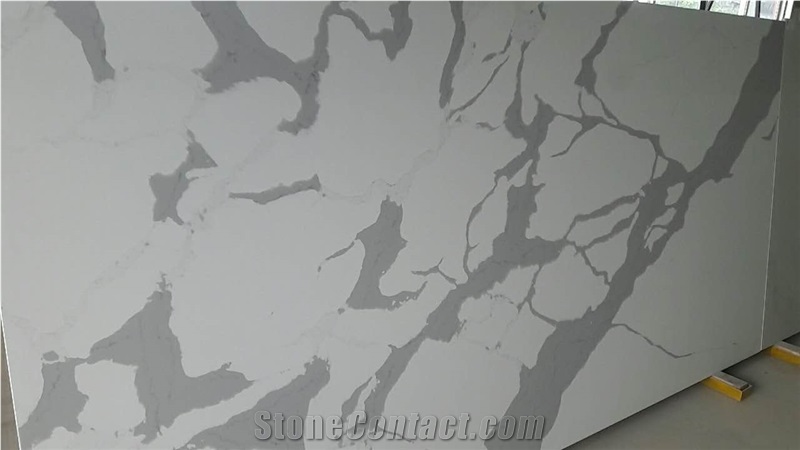 Engineered/Artificial Quartz Stone Arabescato Marble Look Solid Surface Polished Slab for Flooring Tile Wall Panel Countertop Kitchen Vanity