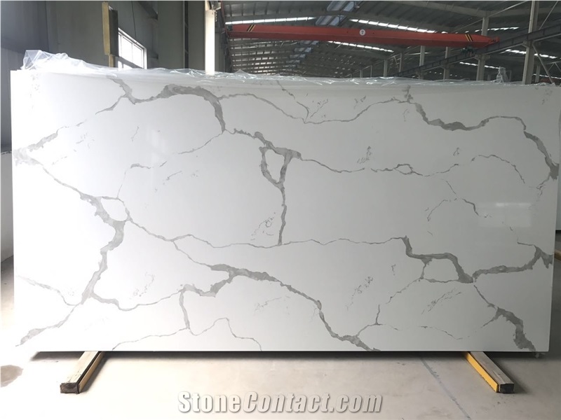 Engineered/Artificial Quartz Stone Calacatta Origin Marble Look Solid Surface Polished Slab for Flooring Tile Wall Panel Countertop Vanity