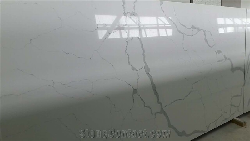 Engineered/Artificial Quartz Stone Calacatta Vagli Marble Look Solid Surface Polished Slab for Flooring Tile Wall Panel Countertop Vanity