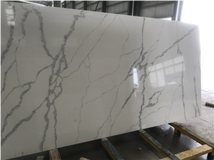 Engineered/Artificial Quartz Stone Elizabeth Marble Look Solid Surface Polished Slab for Tile Wall Panel Countertop Kitchen Bathroom Vanity