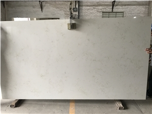 Engineered/Artificial Quartz Stone Monte Bianco Marble Look Solid Surface Polished Slab for Flooring Tile Wall Panel