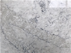 Engineered/Artificial Quartz Stone Nobel Grey Marble Look Solid Surface Polished Slab for Tile Wall Panel Countertop for Interior Decoration