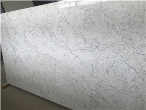 Engineered/Artificial Quartz Stone Nobel Grey Marble Look Solid Surface Polished Slab for Tile Wall Panel Countertop for Interior Decoration