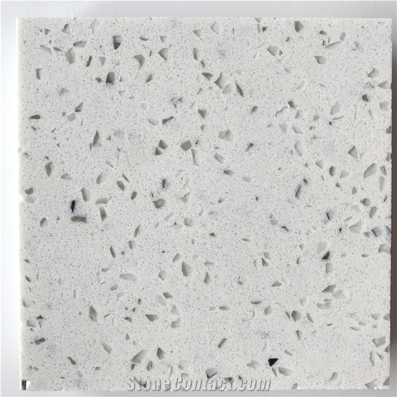 Engineered/Artificial Quartz Stone Silver White Marble Look Solid Surface Polished Slab for Flooring Tile Wall Panel Countertop Kitchen Vanity