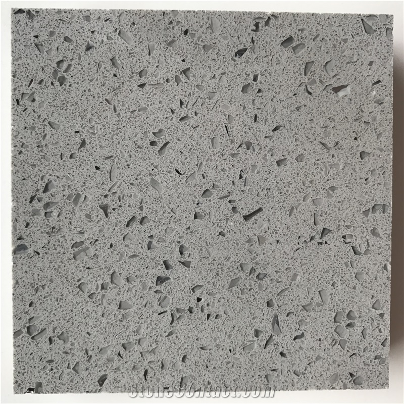 Engineered/Artificial Quartz Stone Sparkling Grey Marble Look Solid Surface Polished Slab for Flooring Tile Wall Panel
