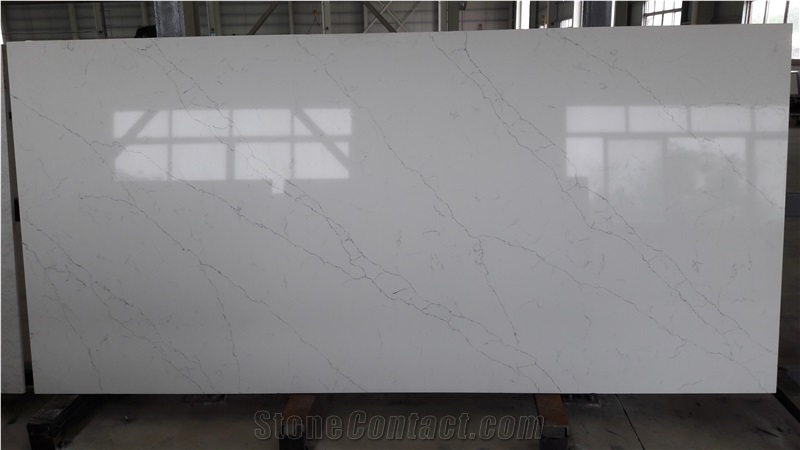 Engineered/Artificial Quartz Stone Statuario Marble Look Solid Surface Polished Slab for Tile Wall Panel Countertop for Interior Decoration