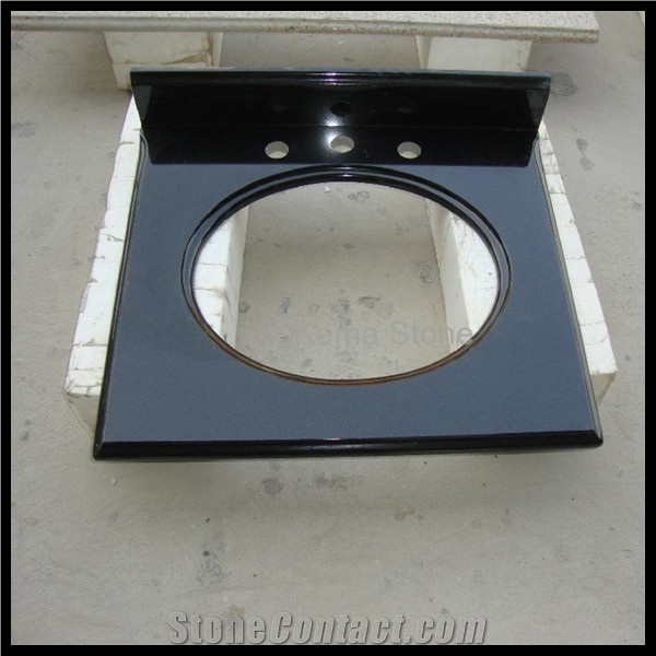 China Granite Absolute Black Hebei Black Polished Bathroom Top