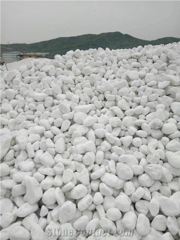 China Tumbled Snow White Pebbles 2-4Cm