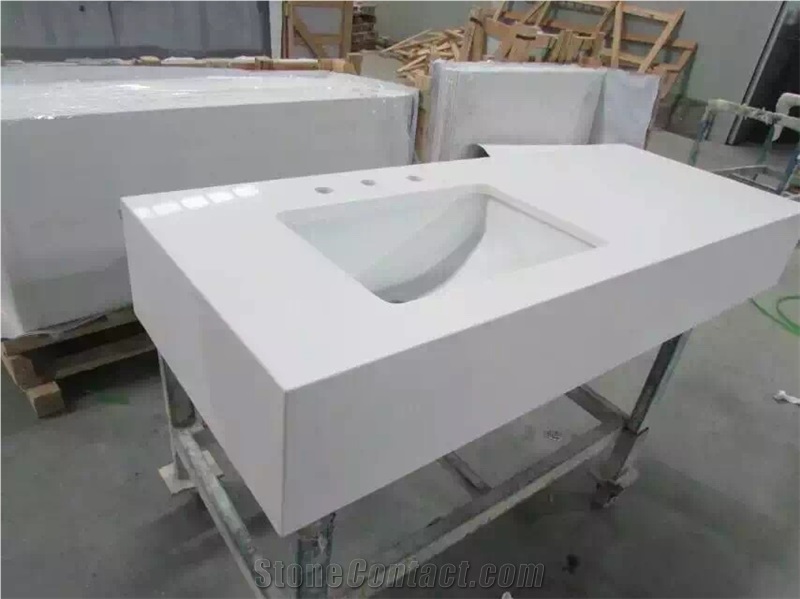 Crystal White Quartz Stone Countertop/White Quartz Kitchen Counter Top/Quartz Countertop