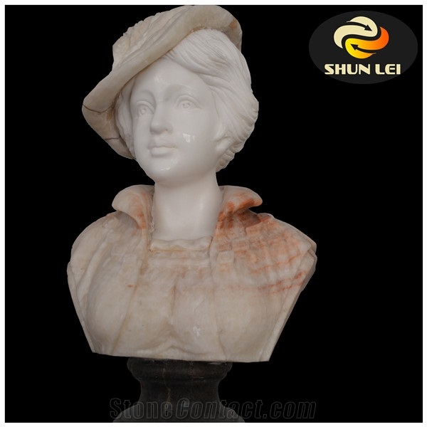 Decorative Marble Angel Carving,White Marble Virgin Mary Statue,Female Portrait Marble Bust