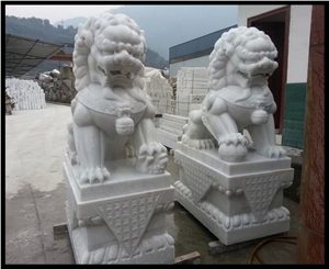 Garden Lion Carving, Foo Dog Sculpture Carving, Pair Of Lion Sculpture Set