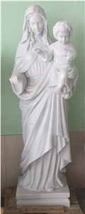 Hand Carved Western Style White Marble Maria Life Size Human Sculpture