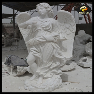 Hand Carved White Marble Hunan Marble Stone Sichuan White Marble Large Angel Statues