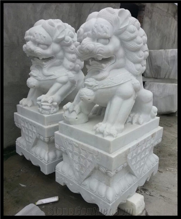 Hand Carved White Marble Lion Animal Statues, Lion Statue, Lion Sculpture, Marble Carving Lion