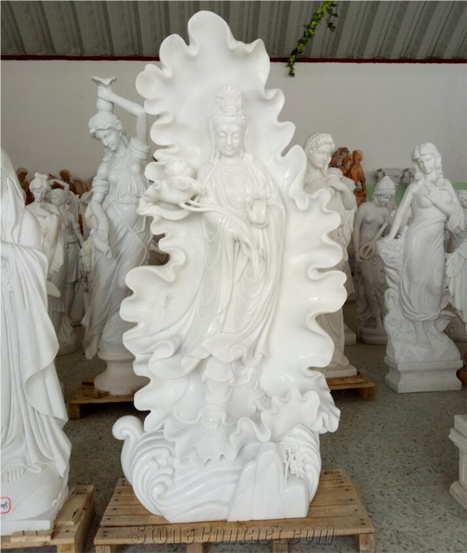 High Imitation White Stone Carving Kwanyin Buddha Statues,Jesus Statue, Virgin Mary Marble Statue