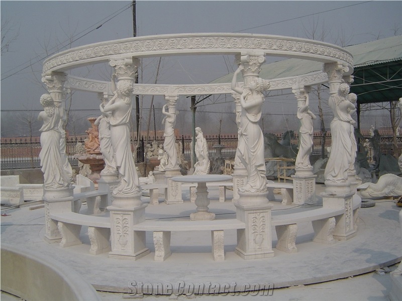 Large Size White Marble Sculpture Garden Gazebo