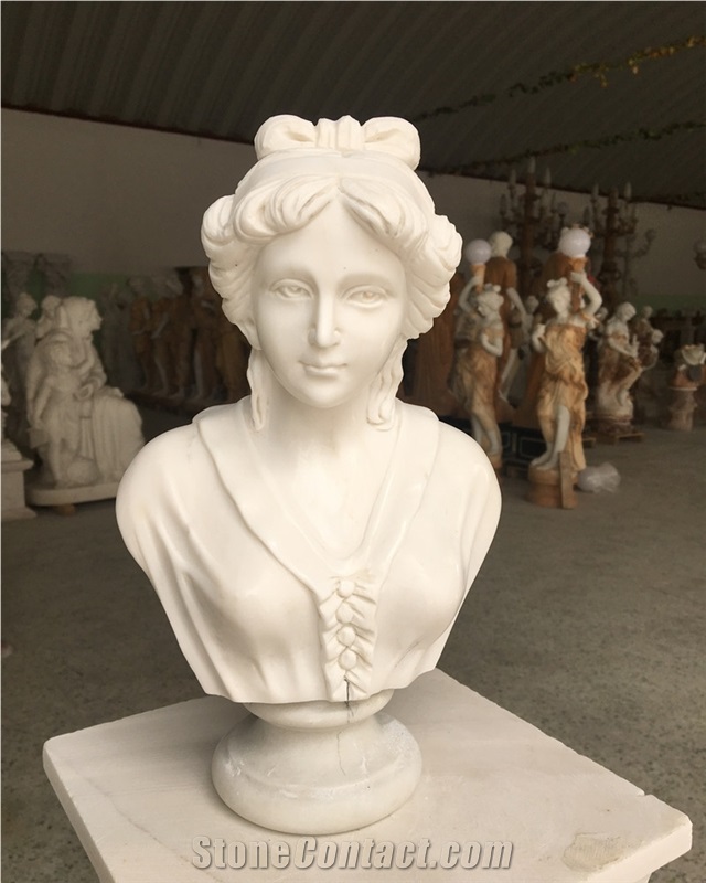 Modern White Marble Woman Bust Sculpture