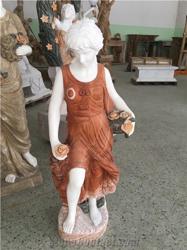 Pink Marble & White Lady Marble Human Sculptures