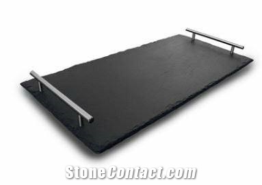 Slate Square Rock Plate, China Black Sushi Board Slate Dinnerware Dishes for Restaurant and Homes