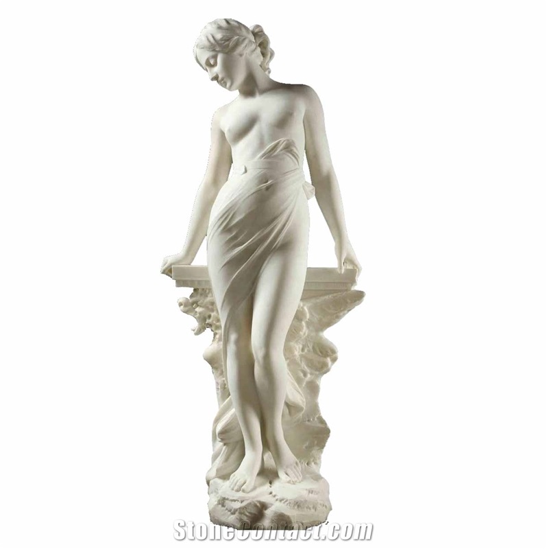Western Style Hunan White Marble Lady Sculpture