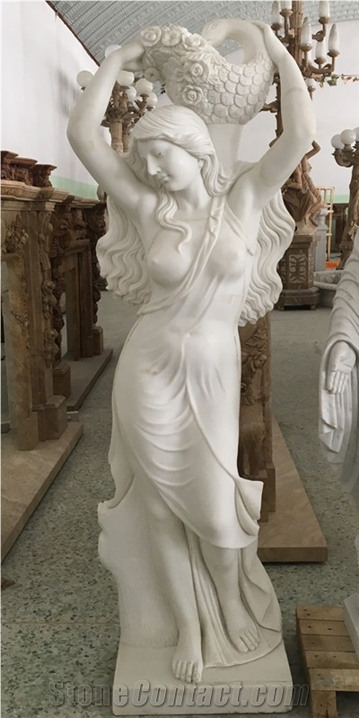 White Marble Female Sculpture Statue Western Style