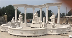 White Marble Human Carving Water Fountain, Water Fountain with Sculptures