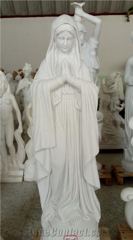 White Marble Statue Of Virgin Mary